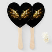 Éventail Ailes d'Ange d'or sur arrière - plan noir (Devant et derrière)