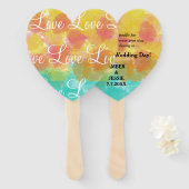 Éventail Aimer Personnalisé Gouache Aquarelles (Devant et derrière)
