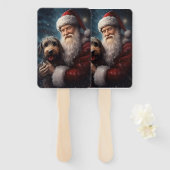 Éventail Airedale avec Noël Festif du Père Noël (Devant et derrière)