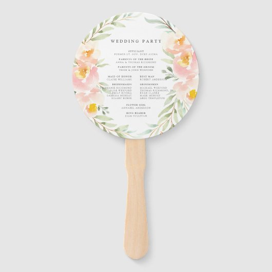 Éventail Airy Floral Wedding Programme (Dos)