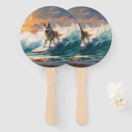 Éventail Akita Beach Surf Peinture (Devant et derrière)