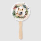 Éventail Akita Christmas Wreath Festive Pup (Dos)