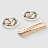 Éventail Akita Christmas Wreath Festive Pup (Non-assemblé)