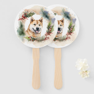Éventail Akita Christmas Wreath Festive Pup