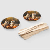 Éventail Akita Puppy Citrouille d'automne (Non-assemblé)