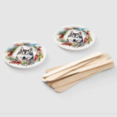 Éventail Alaskan Malamute Festive de la couronne de Noël (Non-assemblé)