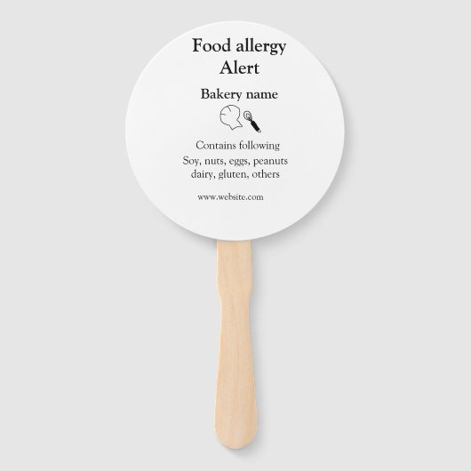Éventail Alerte d'allergie alimentaire ajouter le nom texte (Devant)