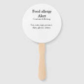 Éventail Alerte d'allergie alimentaire ajouter le nom texte (Dos)
