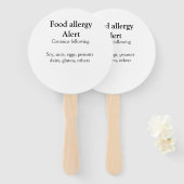 Éventail Alerte d'allergie alimentaire ajouter le nom texte (Devant et derrière)