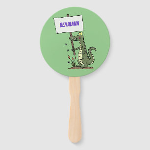 Éventail Aligator de crocodile drôle avec dessin animé