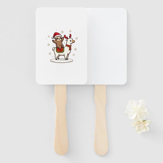 Éventail Alpaca Sloth Christmas (3) (Devant et derrière)