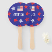 Éventail AMERICA Red White and Blue Stars and Flag (Devant et derrière)