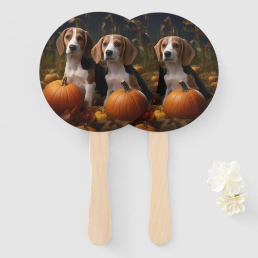 Éventail American Anglais Foxhound Puppy Automne Delight (Devant et derrière)