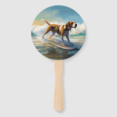 Éventail American Engligh Foxhound Beach Surfing Paining (Dos)