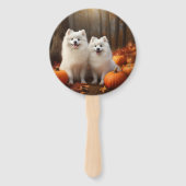 Éventail American Eskimo Chiot Automne Citrouille délice (Dos)