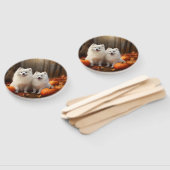 Éventail American Eskimo Chiot Automne Citrouille délice (Non-assemblé)