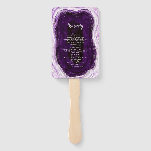 Éventail Amethyst Purple & Silver Mariage Ceremony Programm (Dos)