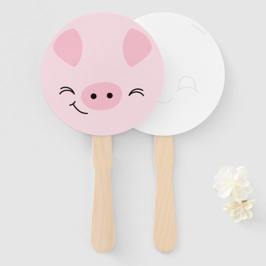 Éventail Amis de ferme Ventilateur main de porc avec Draw a (Devant et derrière)