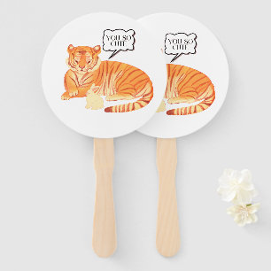 Éventail Amitié du tigre et du lapin - Beau animal Illustra