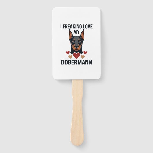 Éventail Amour fou pour le chien Dobermann Cœurs rouges_1 (Devant)
