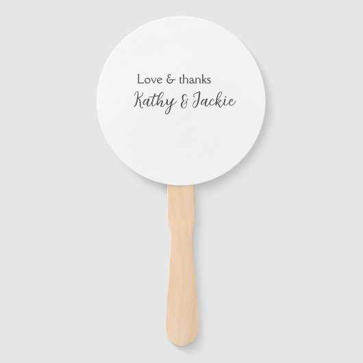 Éventail Amour & merci nom du couple mariage simple minimal (Dos)