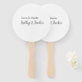 Éventail Amour & merci nom du couple mariage simple minimal (Devant et derrière)