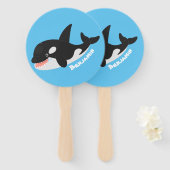 Éventail Amusante baleine orque mignonne dessin animé (Devant et derrière)