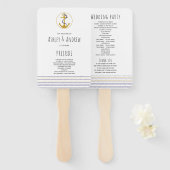 Éventail Ancrage d'or, programme de mariage nautique à rayu (Devant et derrière)