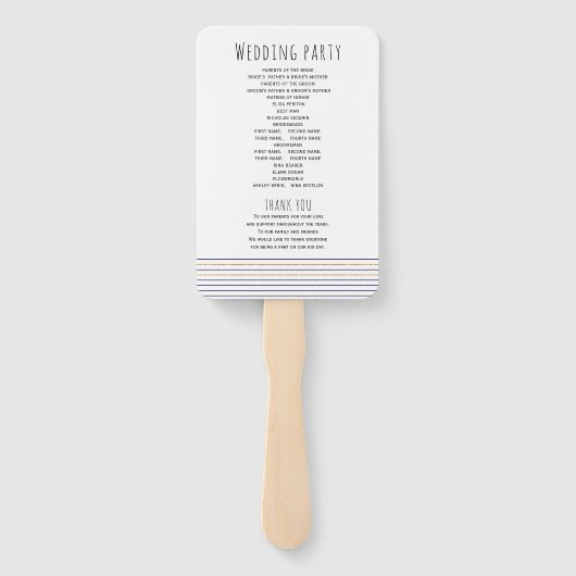 Éventail Ancrage d'or, programme de mariage nautique à rayu (Dos)