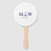 Éventail Ancrage nautique bleu marine monogramme photo Mari (Devant)