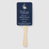 Éventail Ancre florale | Marine Summer Wedding Program (Devant)