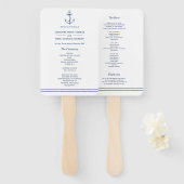 Éventail Ancre marine blanche Mariage côté mer (Devant et derrière)