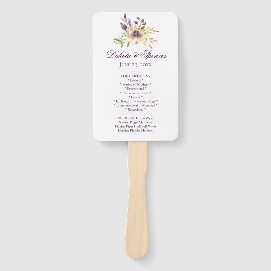 Éventail Anemone Garden Floral Boho Cérémonie Mariage moder (Devant)