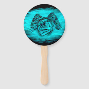 Éventail Angel Eros en amour, design noir et vert