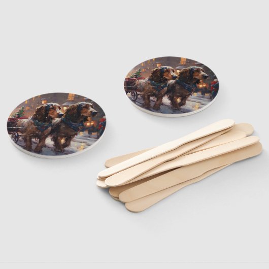 Éventail Anglais Cocker Spaniel Noël Festin Saison (Non-assemblé)