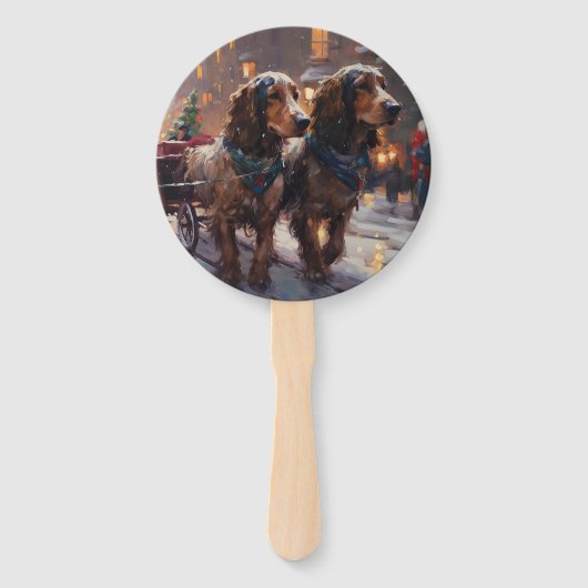 Éventail Anglais Cocker Spaniel Noël Festin Saison (Devant)