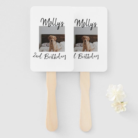 Éventail Animateur chien chat animal photo moderne simple (Devant et derrière)