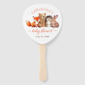 Éventail Animaux aquarelle écriture rouge pour une baby sho (Dos)