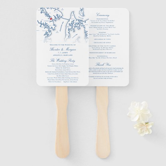 Éventail Annapolis Maryland programme de mariage élégant ma (Devant et derrière)