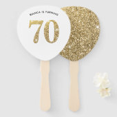 Éventail ANNIVERSAIRE AMATEUR moderne chic or parties scint (Devant et derrière)