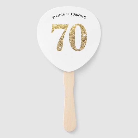 Éventail ANNIVERSAIRE AMATEUR moderne chic or parties scint (Devant)