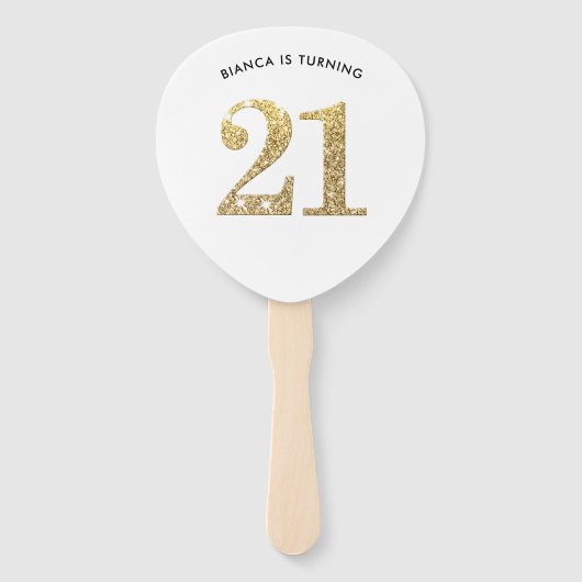 Éventail ANNIVERSAIRE AMATEUR moderne chic or parties scint (Devant)