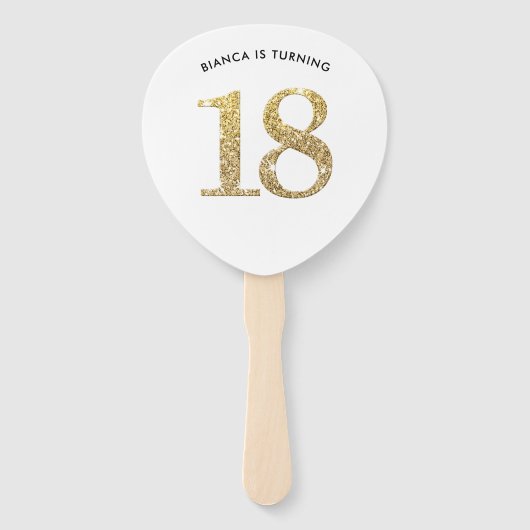 Éventail ANNIVERSAIRE AMATEUR moderne chic or parties scint (Devant)