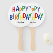 Éventail Anniversaire coloré personnalisé (Devant et derrière)