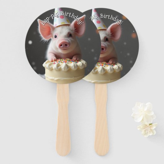 Éventail Anniversaire du cochon de Hap (Devant et derrière)