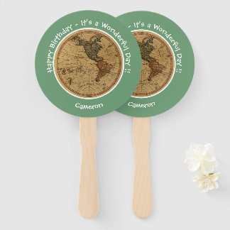 Éventail Antique 1786 Western Hemisphere Map Party