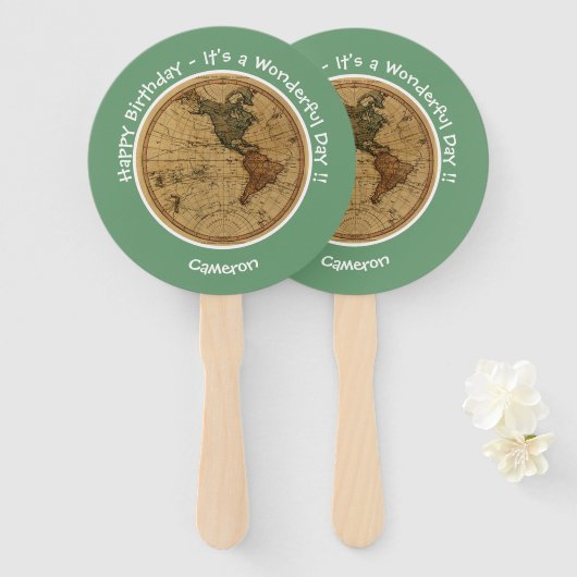 Éventail Antique 1786 Western Hemisphere Map Party (Devant et derrière)