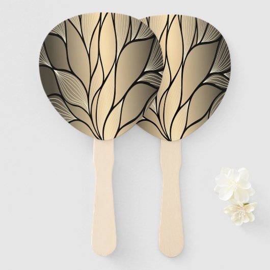Éventail Antique Motif Gold Leave (Devant et derrière)