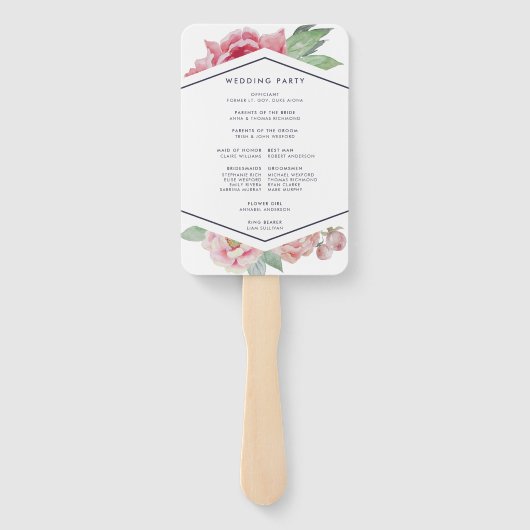 Éventail Antique Peony Wedding Programme (Dos)