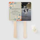 Éventail Antique Rustique Floral Aquarelle Parti de retrait (Devant et derrière)